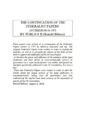 cover image of The Continuation of the Federalist Papers